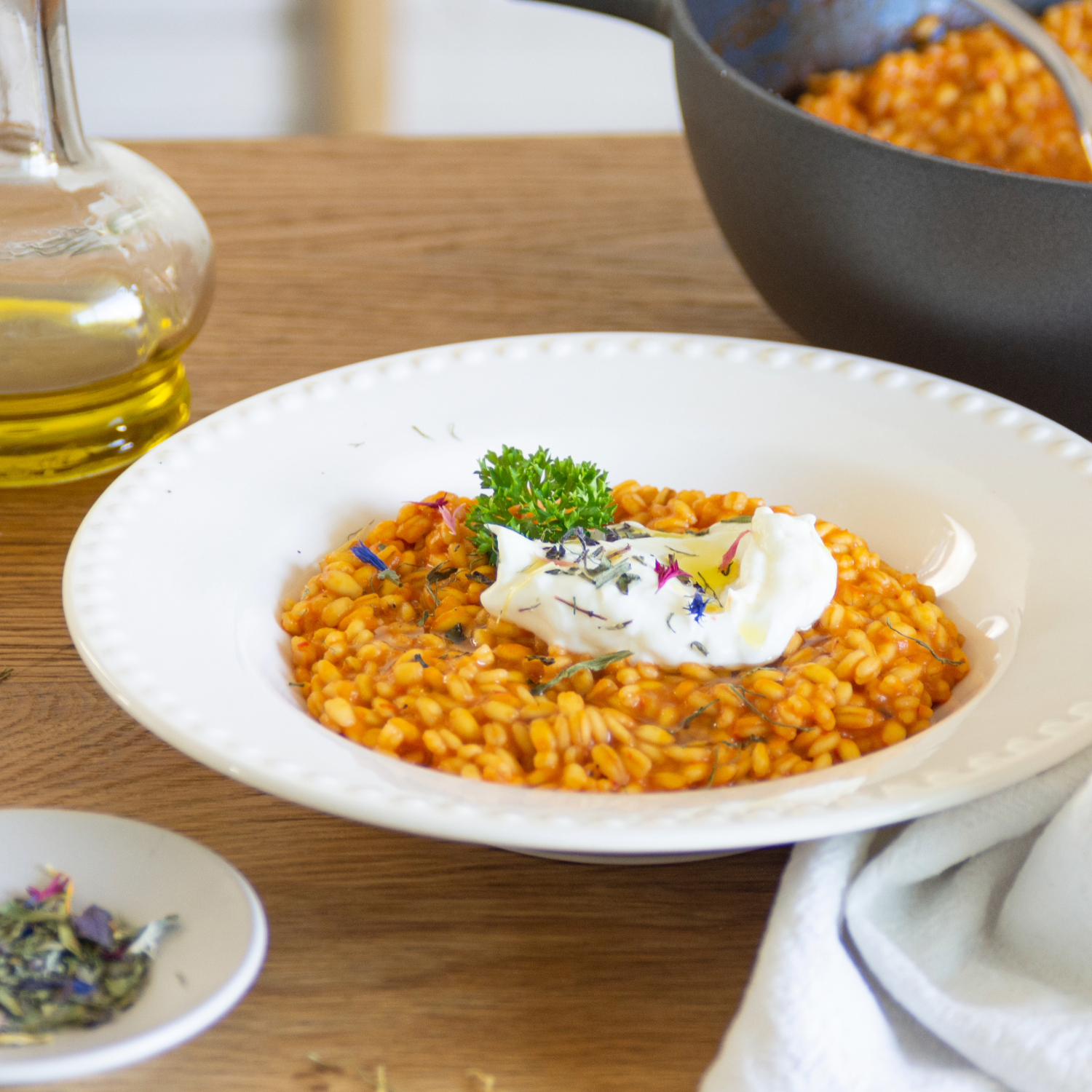 Orzotto mit Joghurt und Paprikacreme | Südtiroler Milch